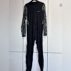 Men's Black and Green Full Body Swimsuit